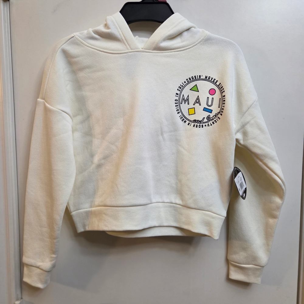 Maui and Sons Kids Cream Graphic Pullover Hoodie Size Small 6/6X NWT